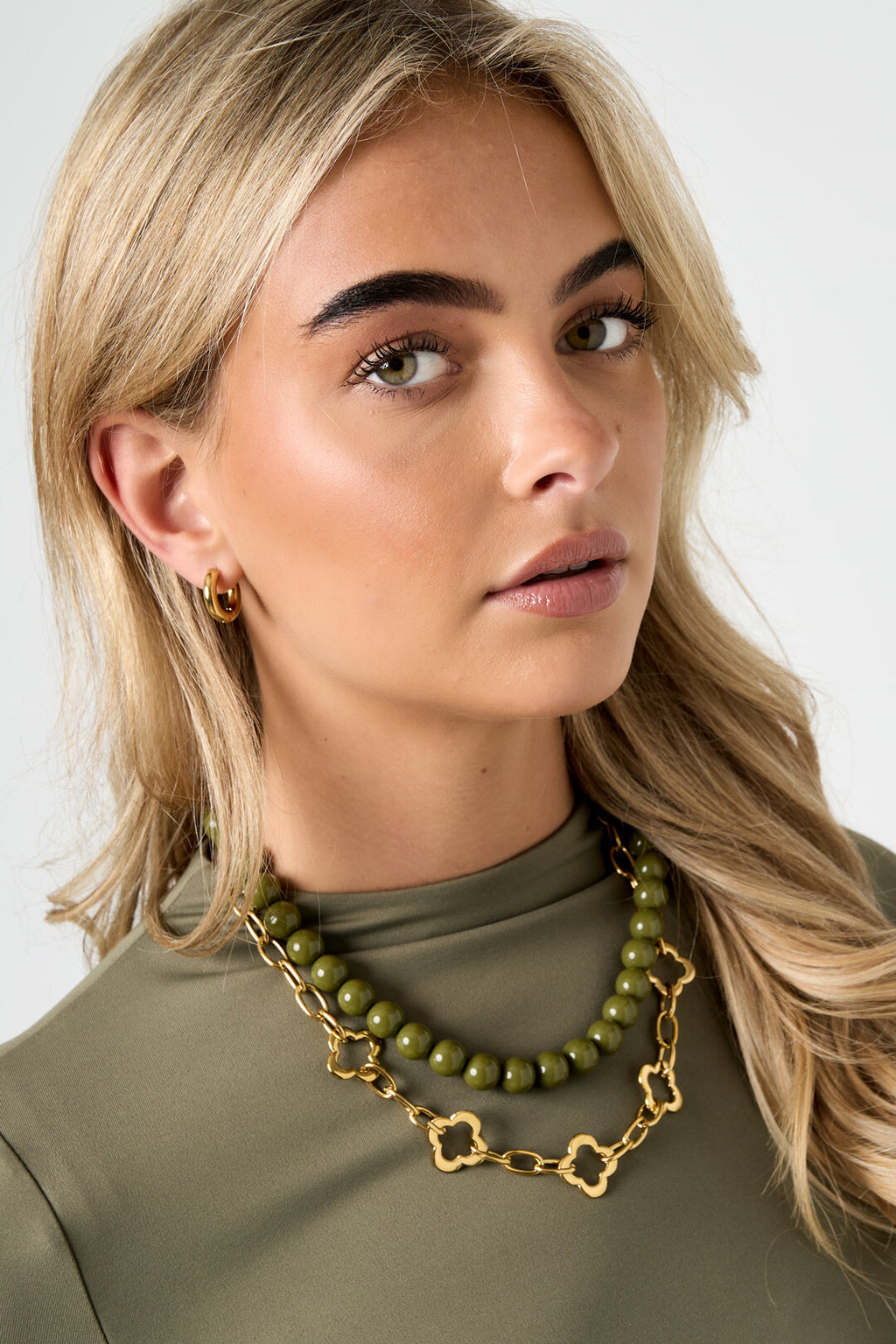 Elegant Gold & Silver Clover Chain Necklace