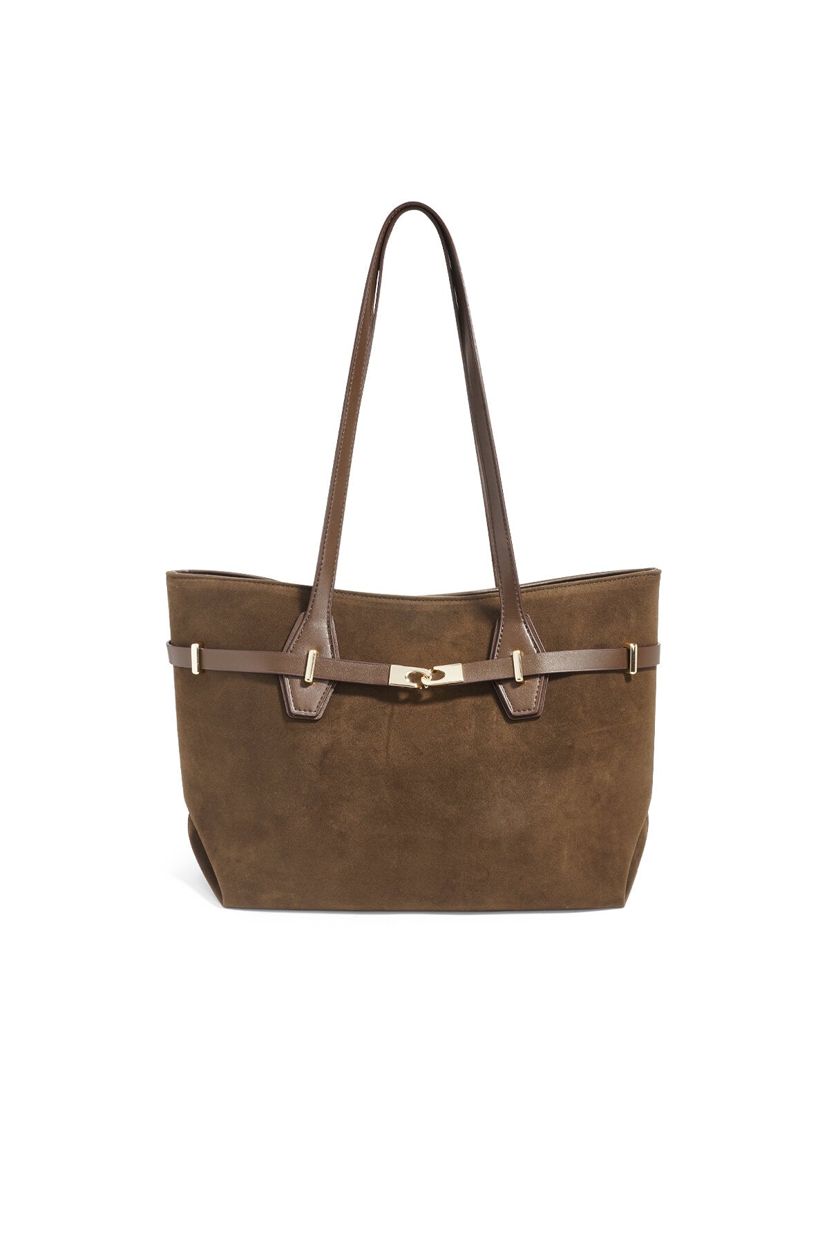 Elegant Khaki & Dark Brown Suede Tote Bags for Women