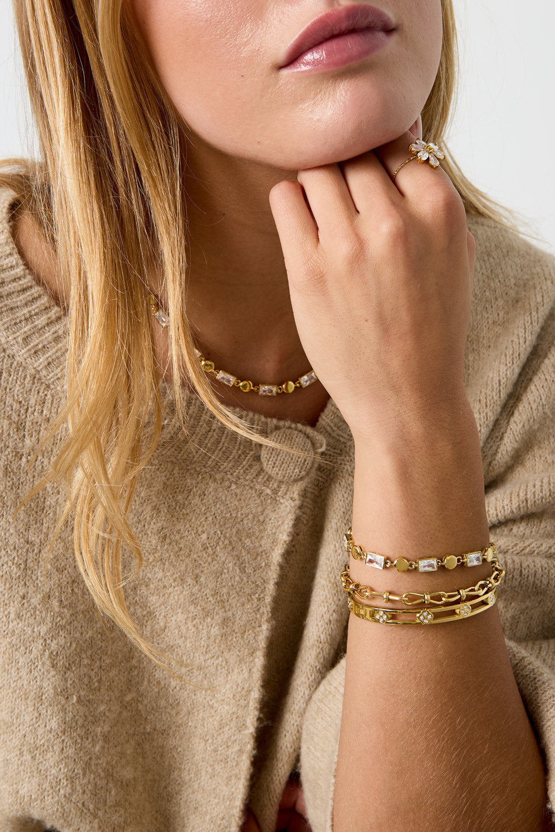 Pulseras de acero inoxidable con dijes de forma geométrica, sencillas, de la serie Daily Simple, joyería para mujer.