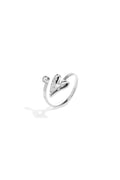 Elegant Adjustable Rhinestone Heart Ring - Silver & Gold