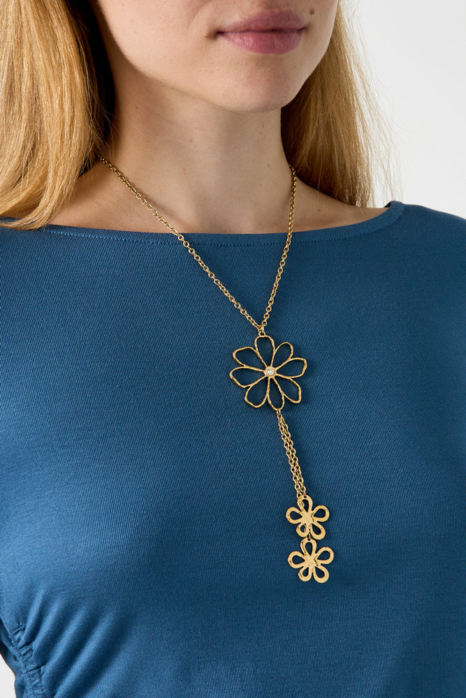 Collares con colgante de acero inoxidable, serie Flower Daily Simple, joyería para mujer
