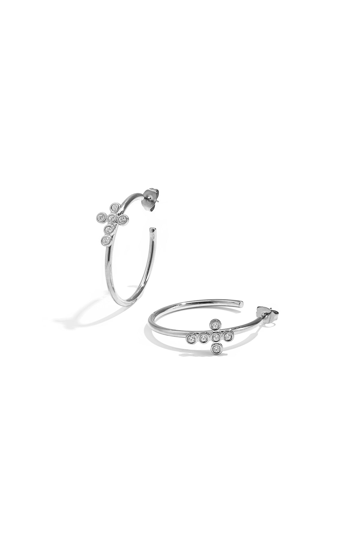 Pendientes de aro de acero inoxidable con cruz, serie Simple Simple, joyería para mujer