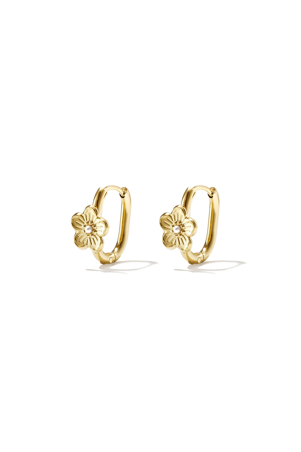 Pendientes de aro de acero inoxidable con diseño floral, de la serie Daily Simple, joyería para mujer.