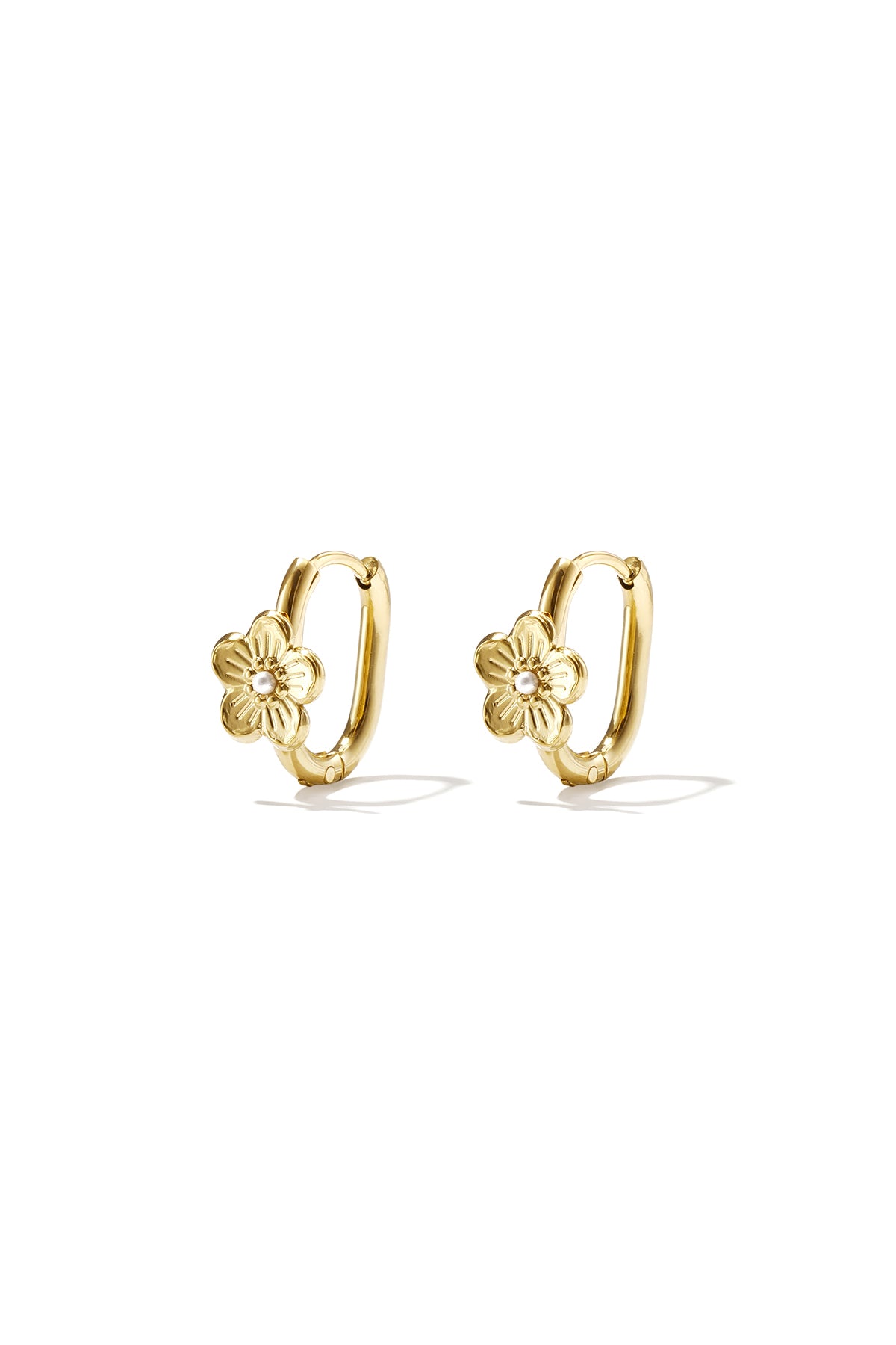 Pendientes de aro de acero inoxidable con diseño floral, de la serie Daily Simple, joyería para mujer.