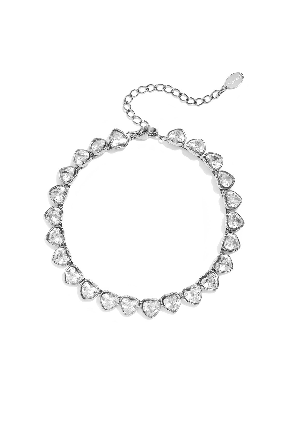 Pulseras de cadena de acero inoxidable con corazón, sencillas, de la serie Daily Simple, joyería para mujer.