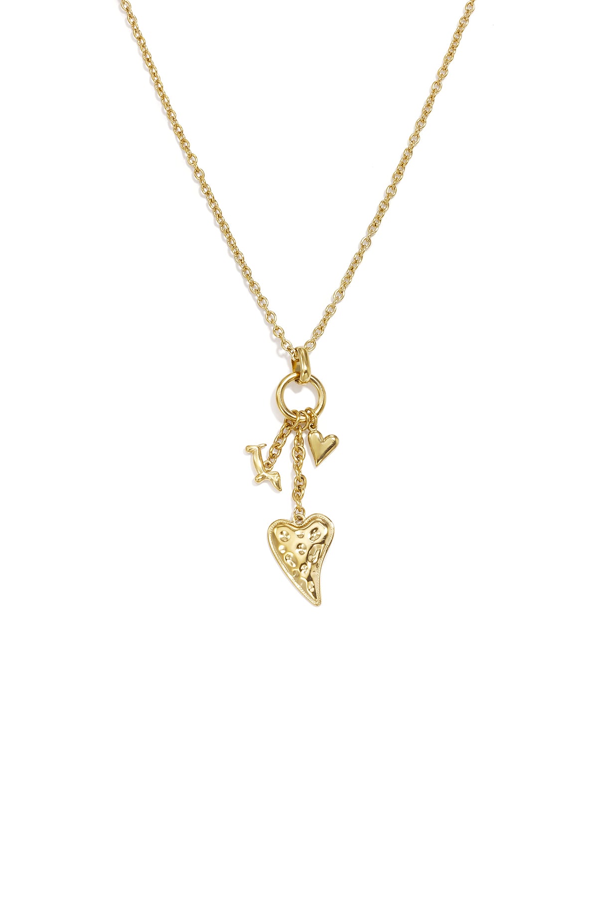Collares con colgante de acero inoxidable en forma de corazón, estilo casual y sencillo para mujer.