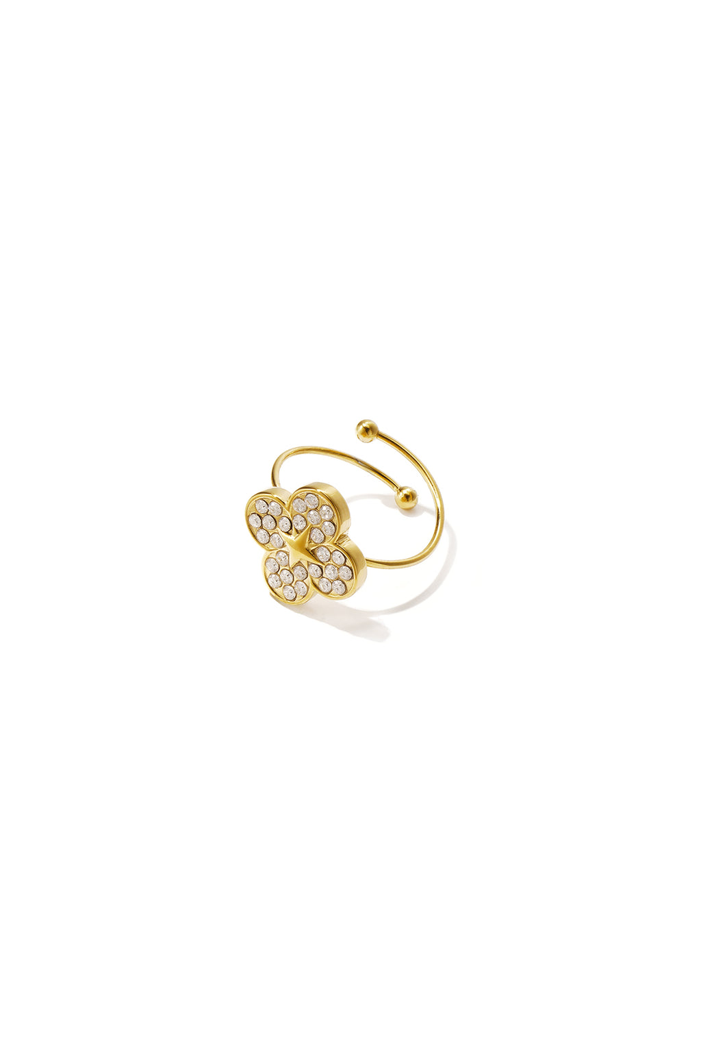 Anillos minimalistas de acero inoxidable chapados en oro de 14 quilates, Clover Simple Daily Simple Series, joyería para mujer.