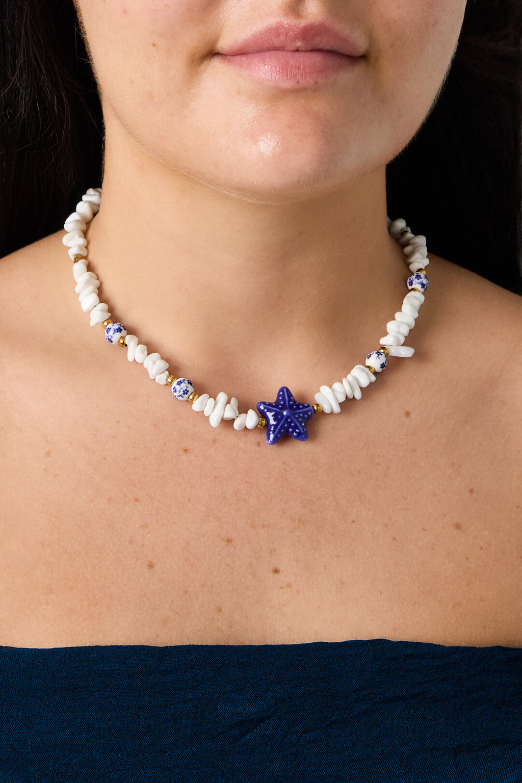 Elegant White Starfish Beaded Necklace for Summer