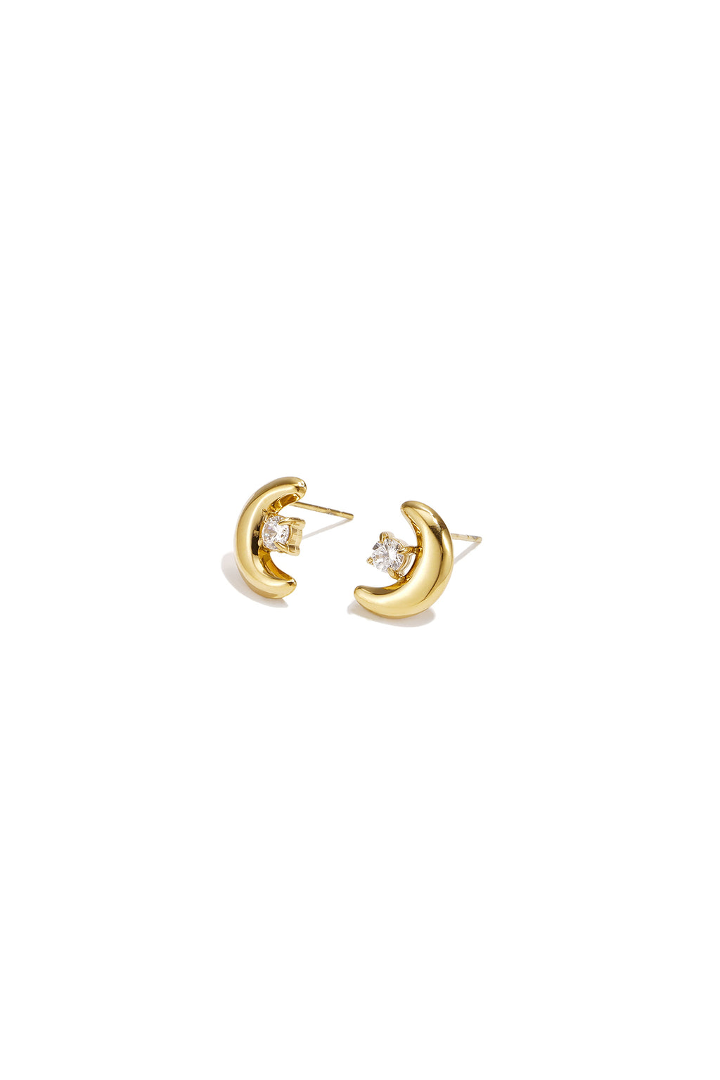 Pendientes de botón de acero inoxidable Moon Simple Daily Simple Series Joyería para mujer