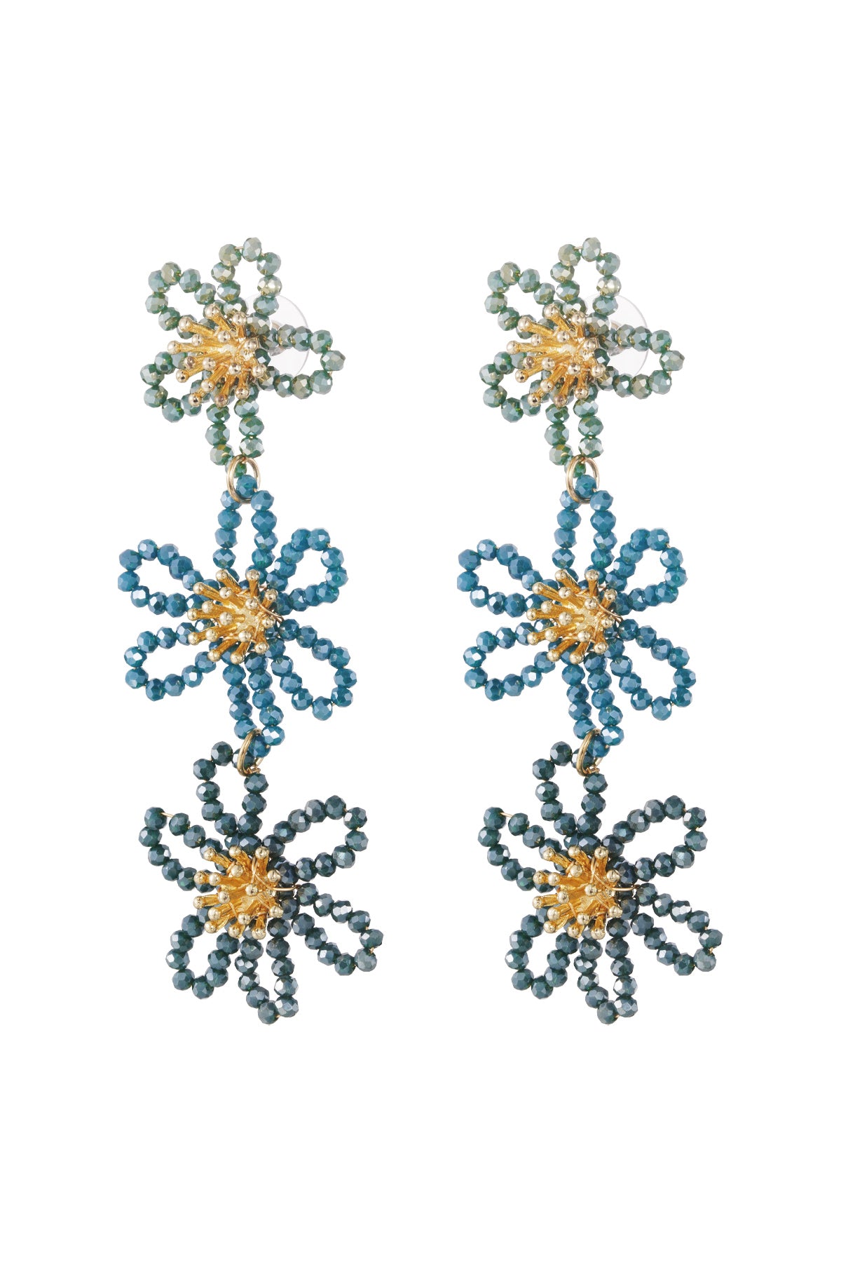 Pendientes llamativos de fiesta de flores - naranja/púrpura