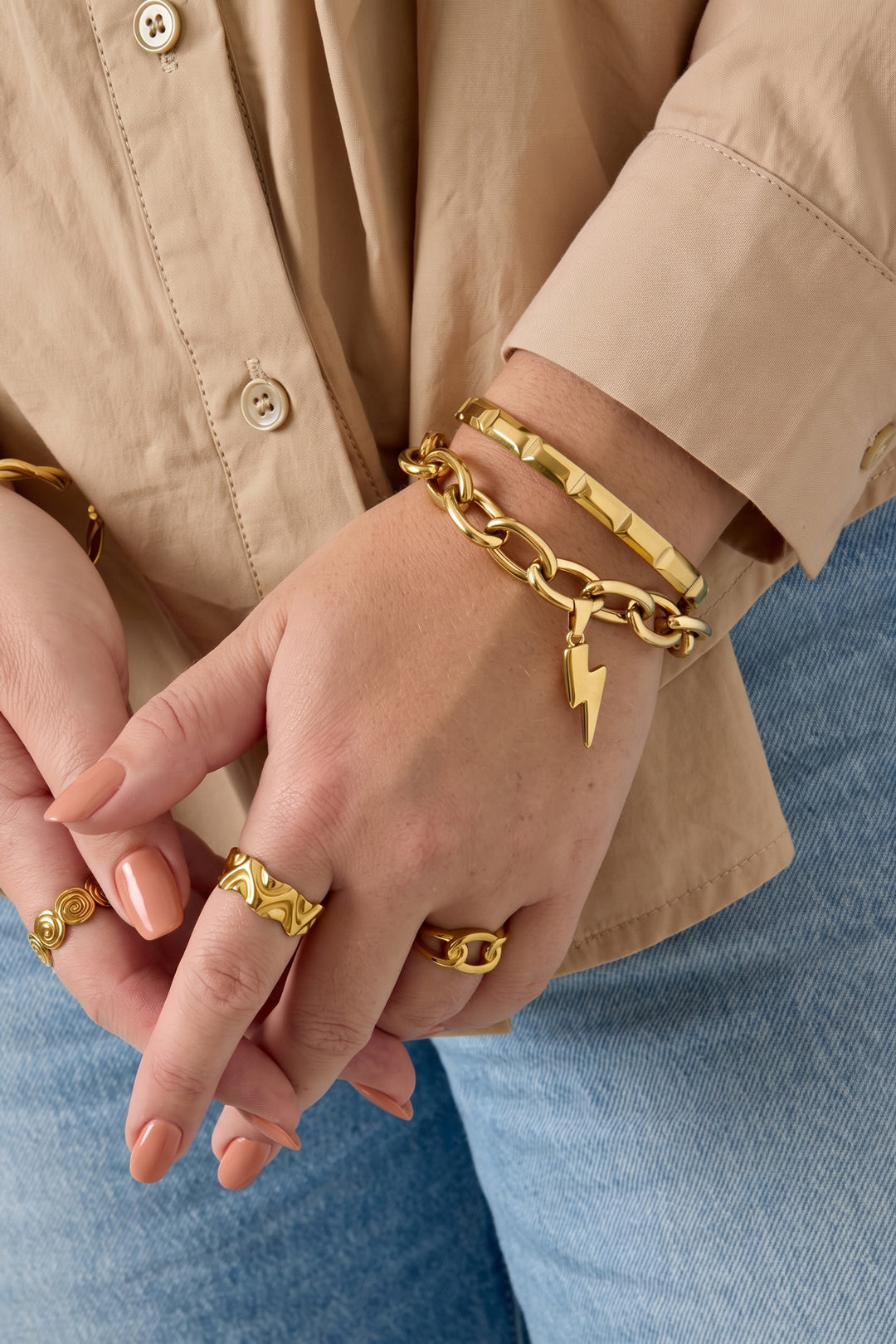 Pulseras de acero inoxidable con dijes, estilo casual y sencillo para uso diario, joyería para mujer.