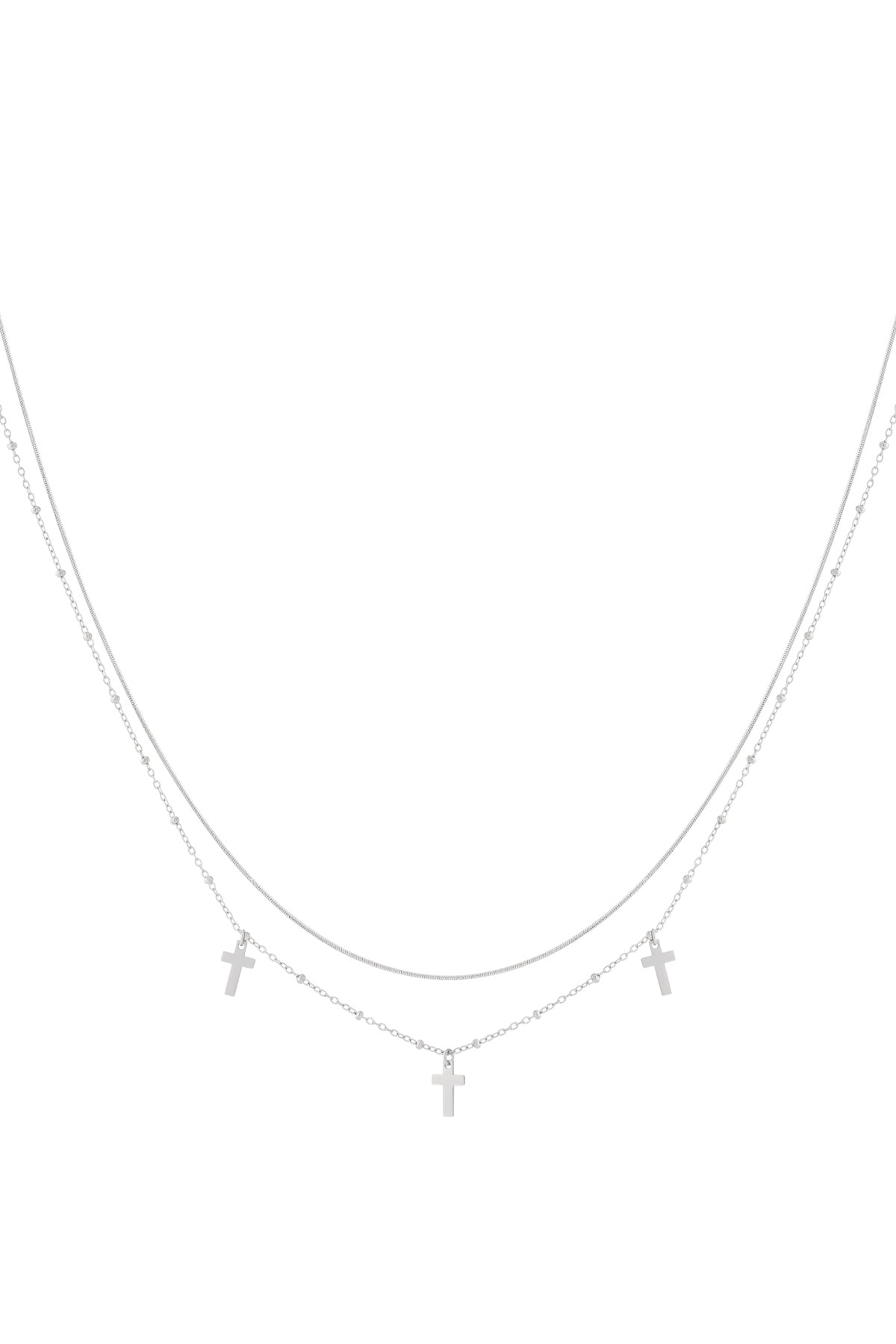 Elegant Multi-Layered Cross Necklace in Silver & Gold