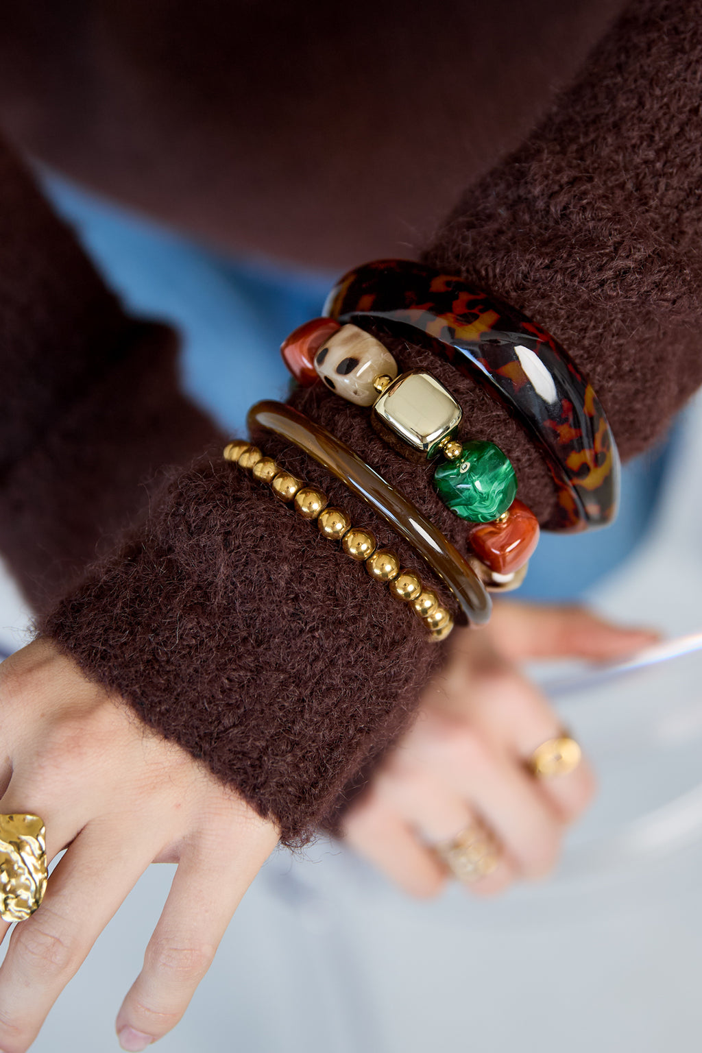 Pulseras de cuentas acrílicas, cuentas sencillas, serie sencilla diaria, joyería para mujer
