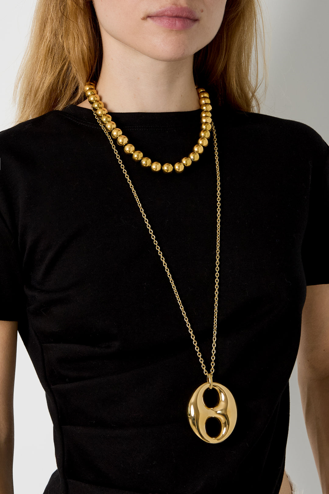 Collares largos de acero inoxidable con forma geométrica, sencillos, de la serie Daily Simple, joyería para mujer.