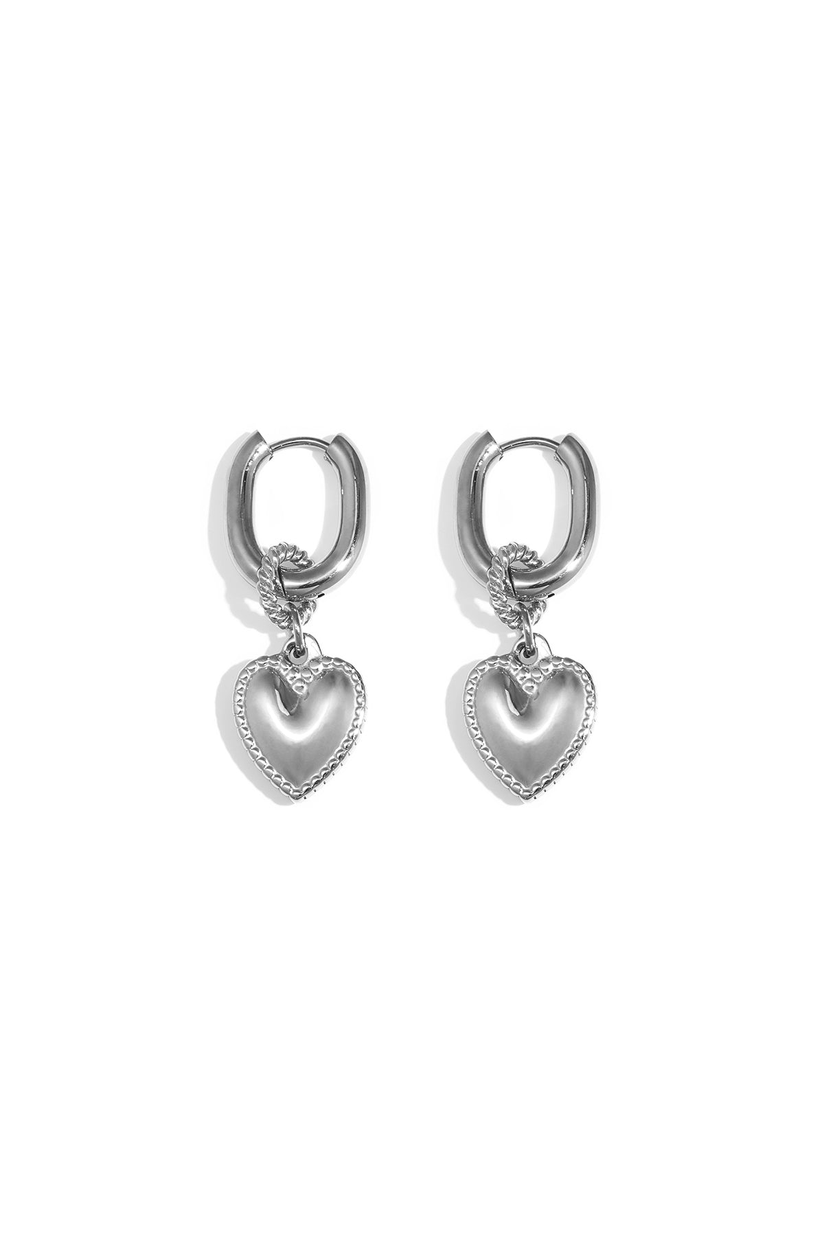 Pendientes colgantes de acero inoxidable con forma de corazón, serie Simple Simple, joyería para mujer