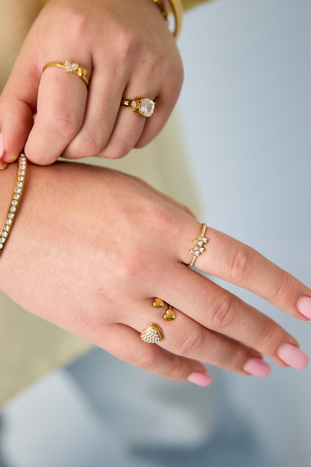 Anillos minimalistas de acero inoxidable con forma geométrica, sencillos para uso diario, serie Simple. Joyería para mujer.