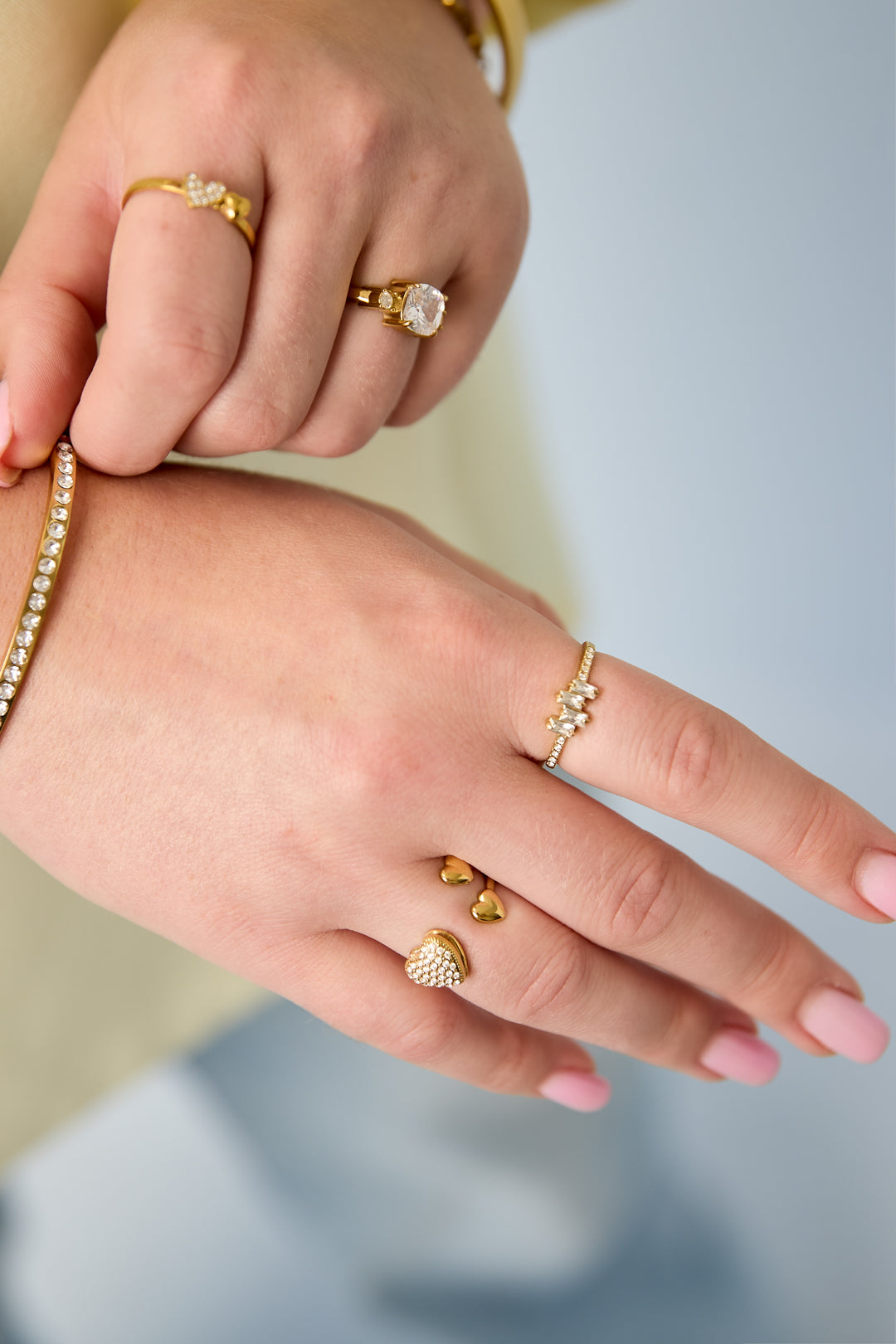 Anillos minimalistas de acero inoxidable con forma geométrica, sencillos para uso diario, serie Simple. Joyería para mujer.