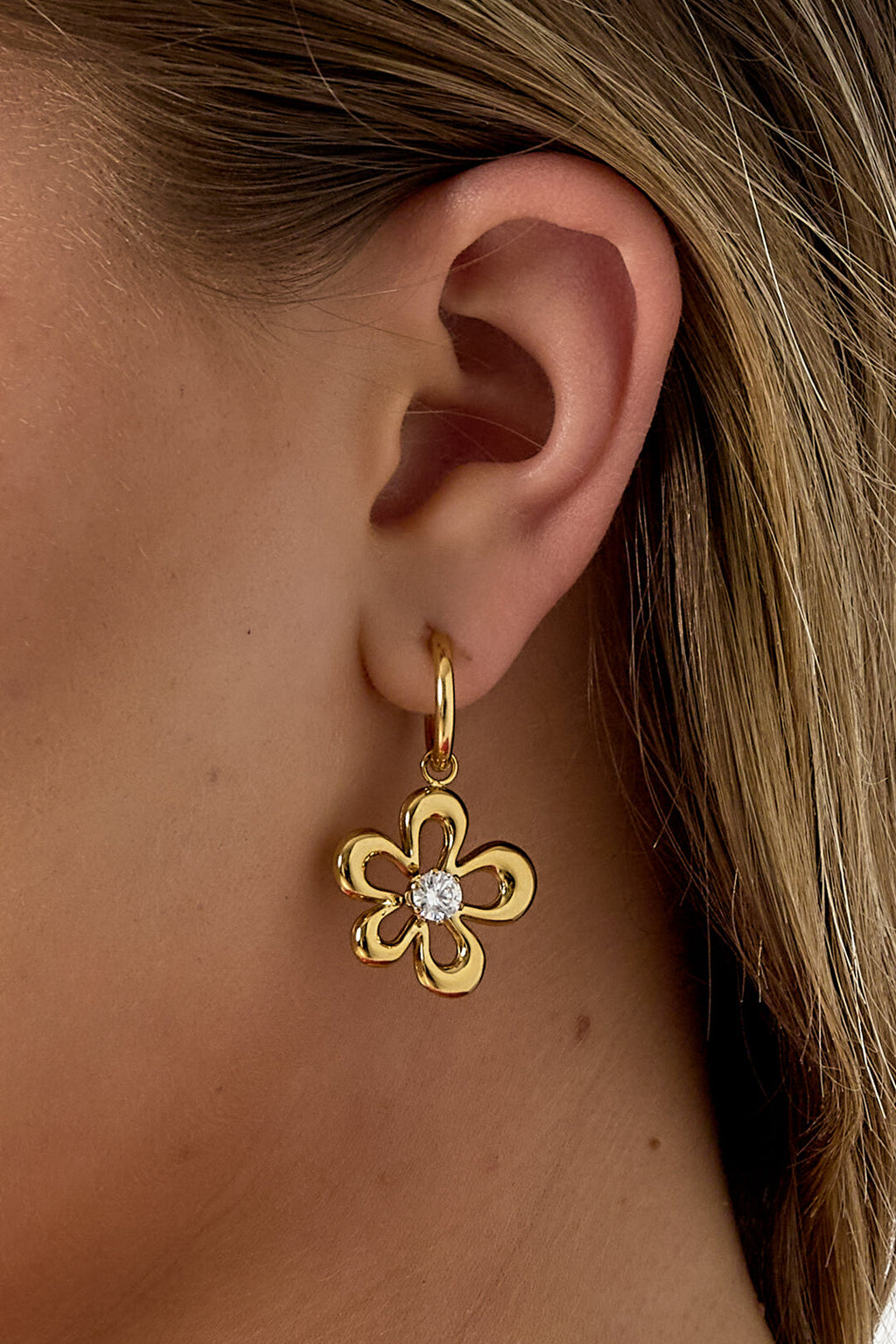 Elegant Gold Color Flower Drop Earrings for Women
