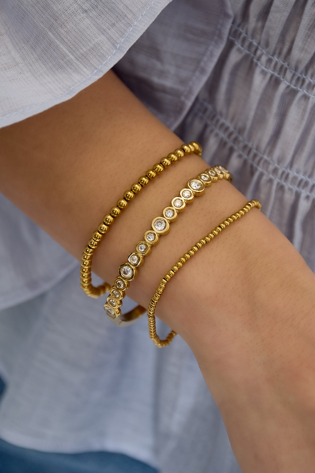 Pulsera brazalete piedras redondas