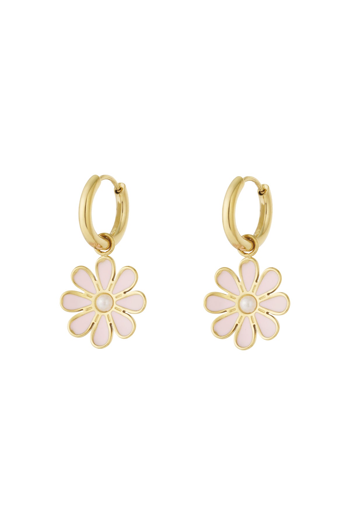 Pendientes colgantes de acero inoxidable con diseño de flores para uso diario.