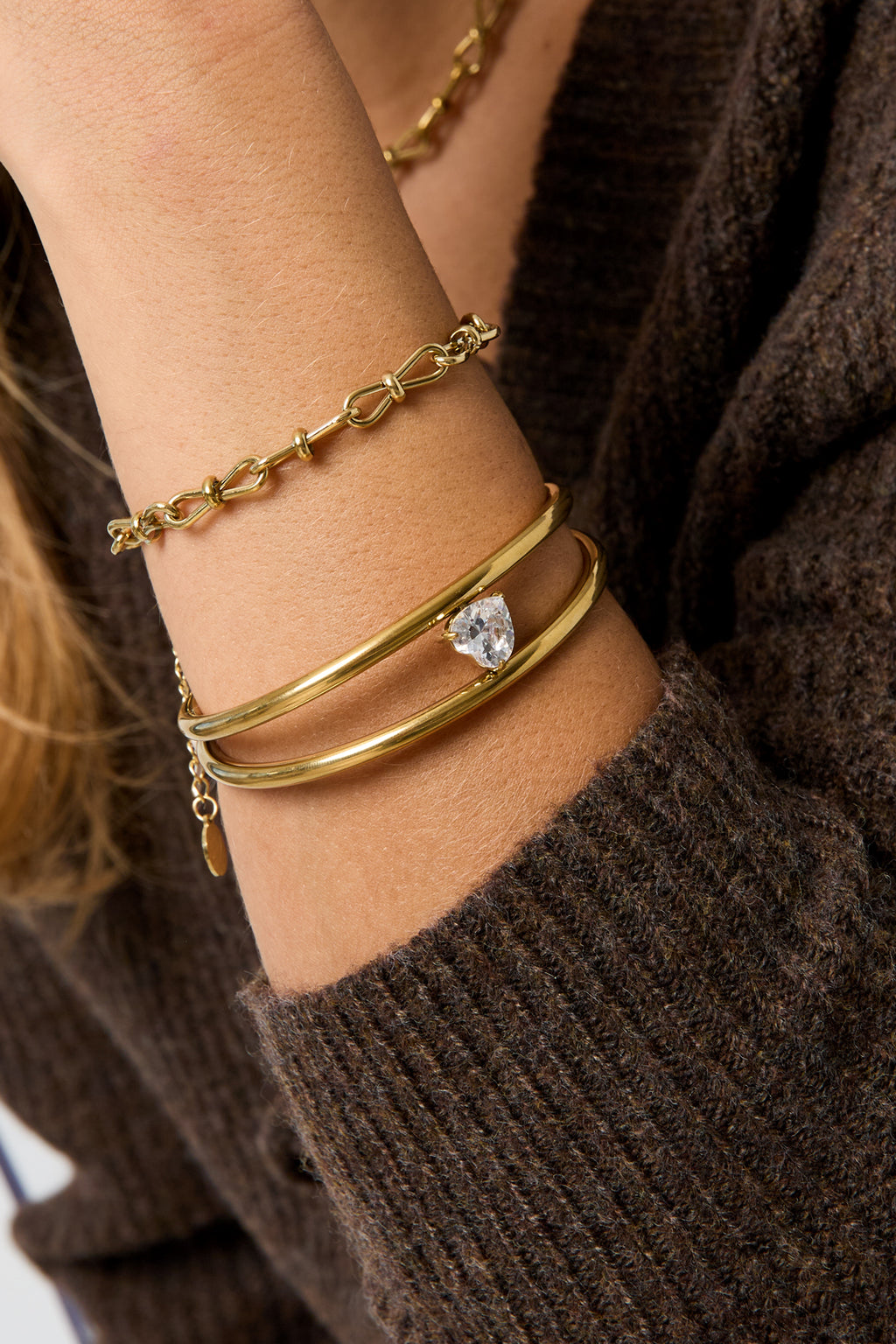 Pulseras de acero inoxidable con forma irregular, estilo sencillo para uso diario, serie Simple. Joyería para mujer.