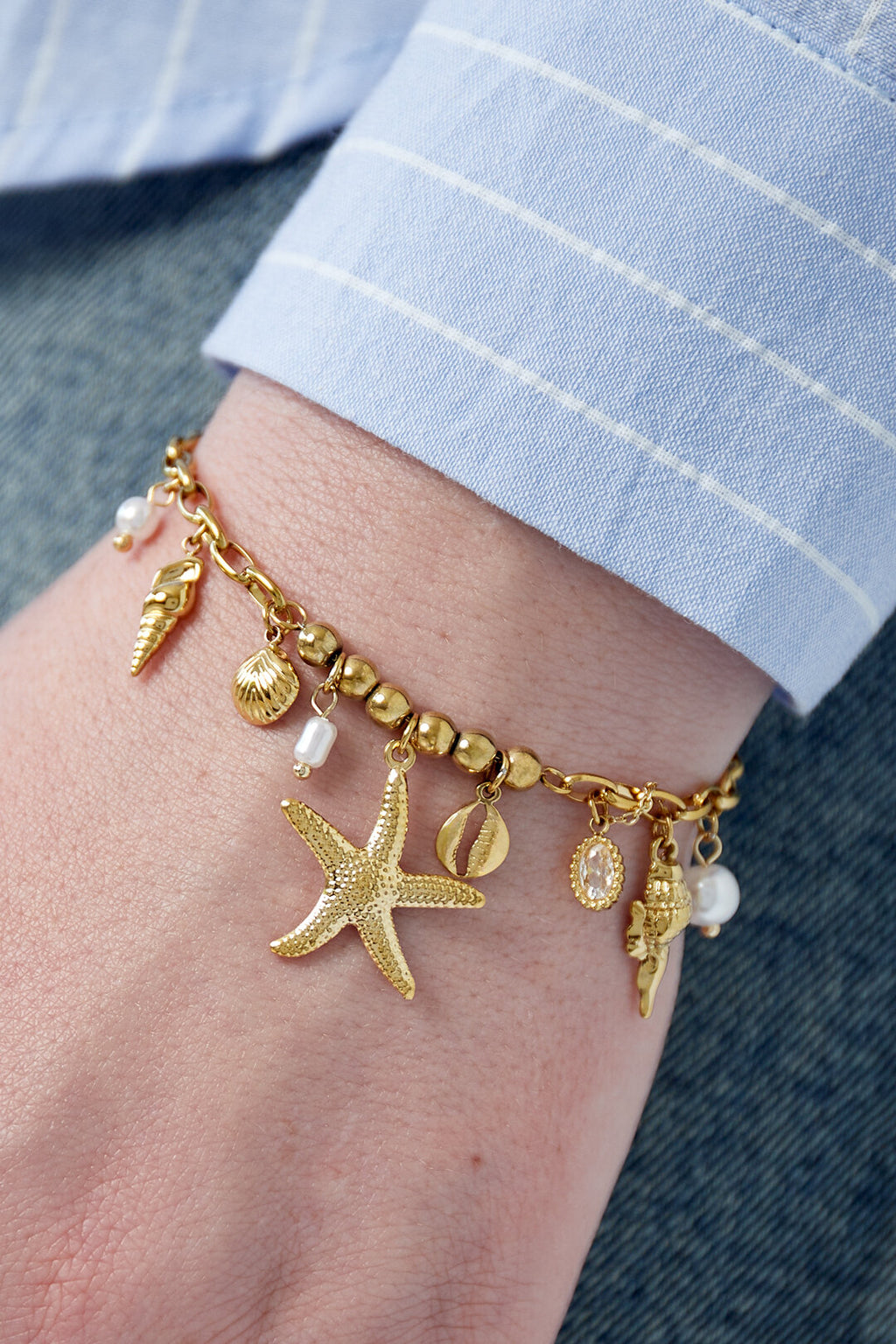 Elegant 14K Gold Plated Charm Bracelet for Women